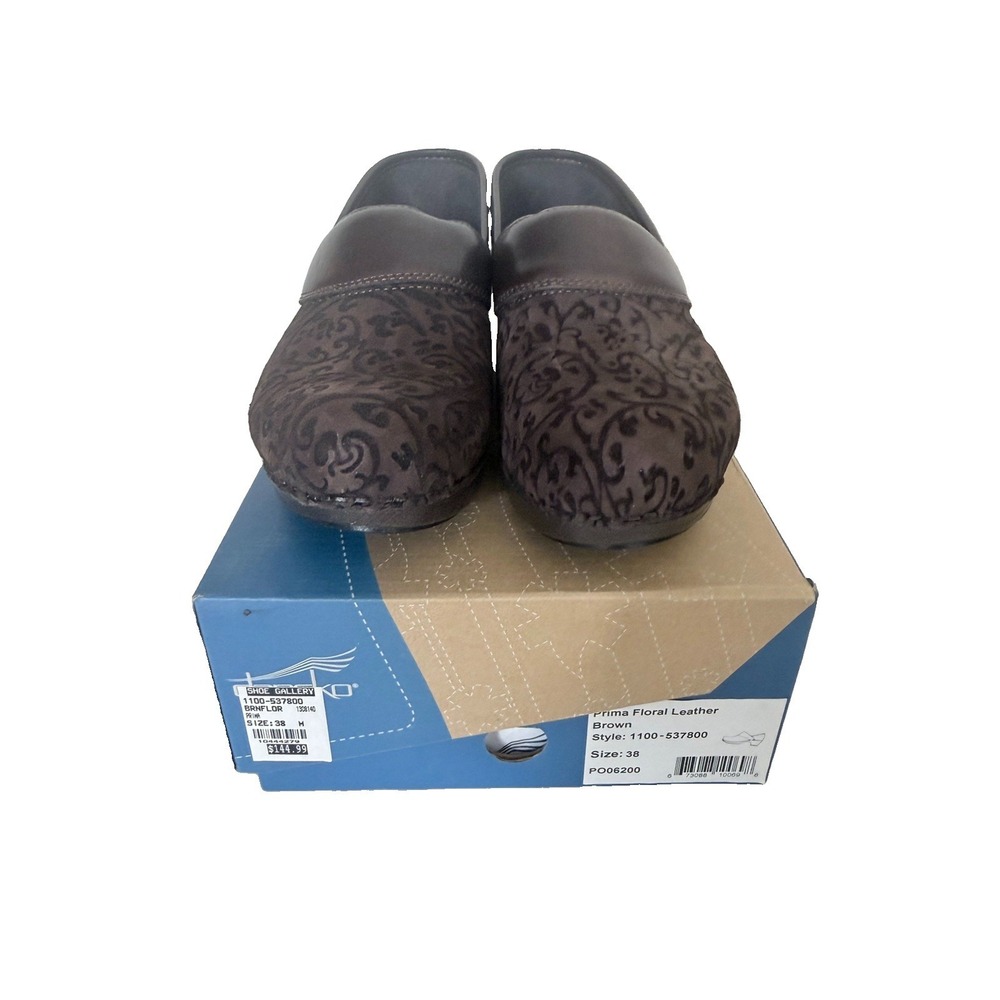 $144.99 Dansko Prima Floral Leather Clogs Women's EU 38 US 7.5-8 Comfort Shoes